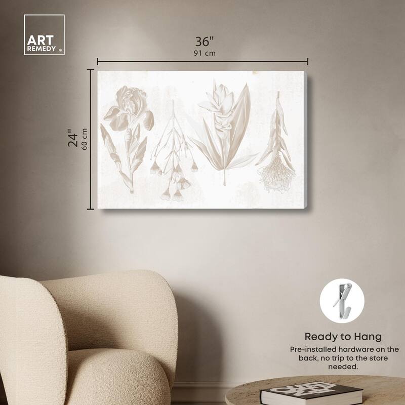 White Pressed Flora Canvas by Art Remedy, Gallery Wrapped