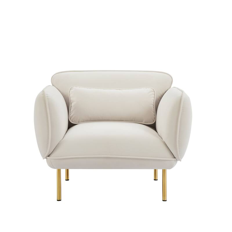 Velvet Upholstered Accent Chairs with Metal Legs - Modern Style