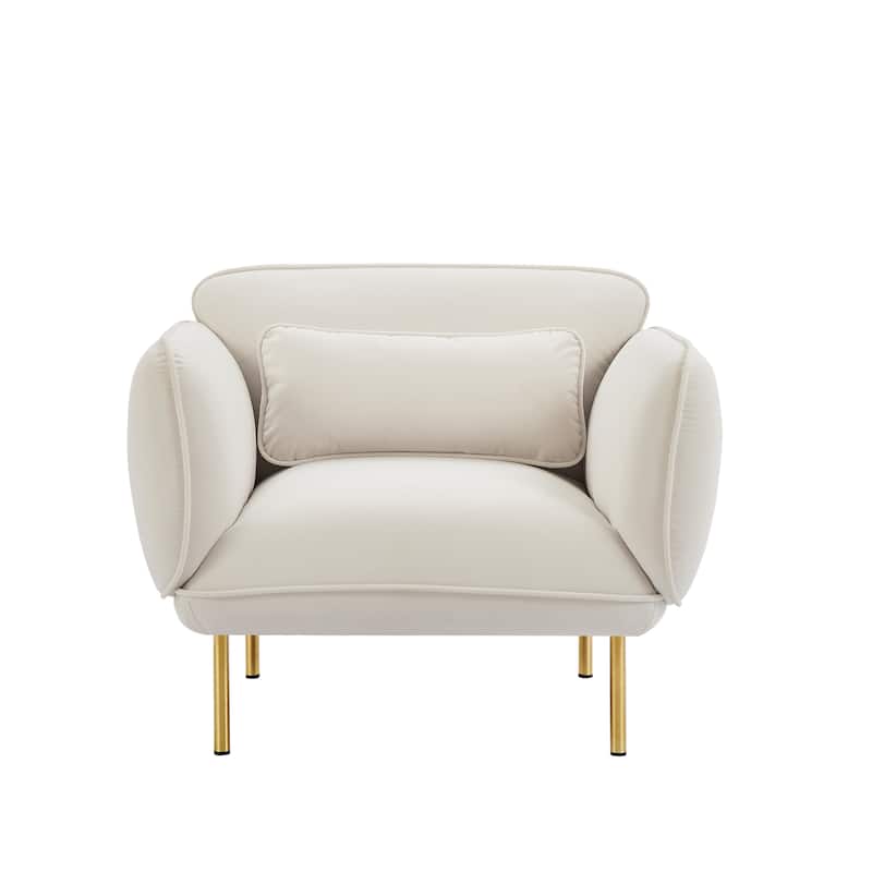 Velvet Upholstered Accent chairs with Metal Legs