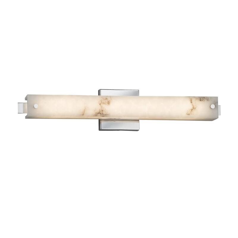 Justice Design LumenAria Edge Polished Chrome ADA Wall/ Bath Bar, Faux Alabaster Shade - Polished Chrome