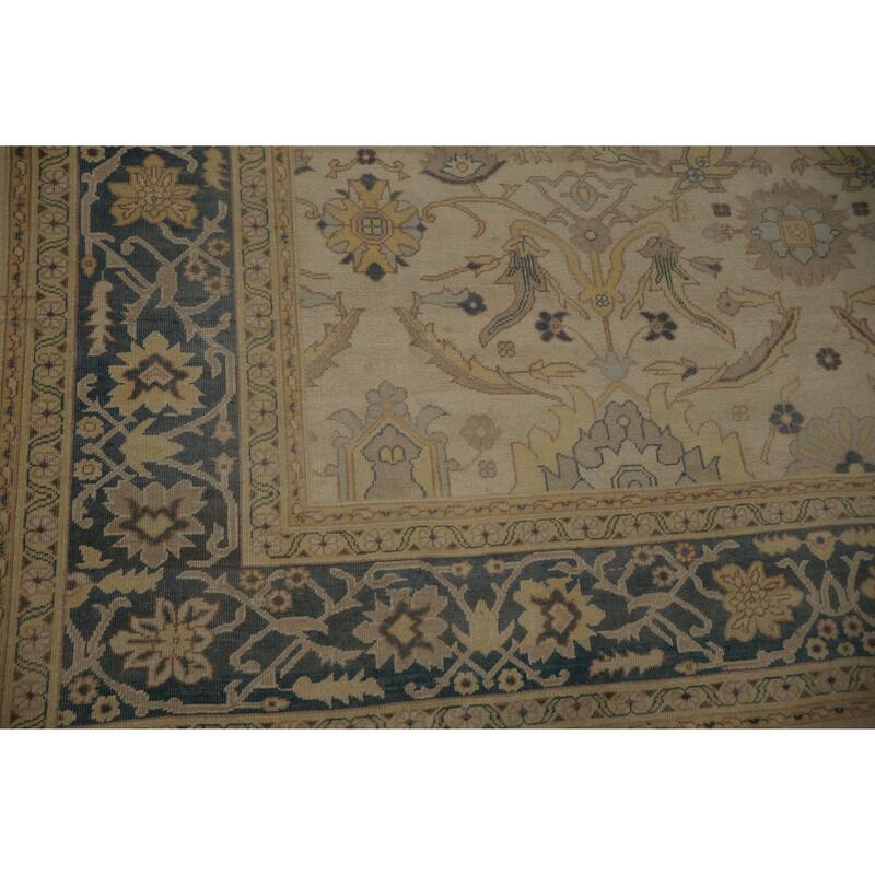 Hand Knotted Oriental 100% Wool Carpet Traditional All-Over Beige & Ivories Ziegler Area Rug - 11' 8'' X 8' 9''