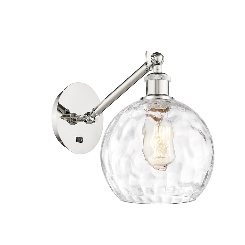 Innovations Lighting Ballston Athens Water Glass 8" - 1 Light 8" Sconce - Arm Adjusts Up and Down - Clear Water Glass/Polished Nickel
