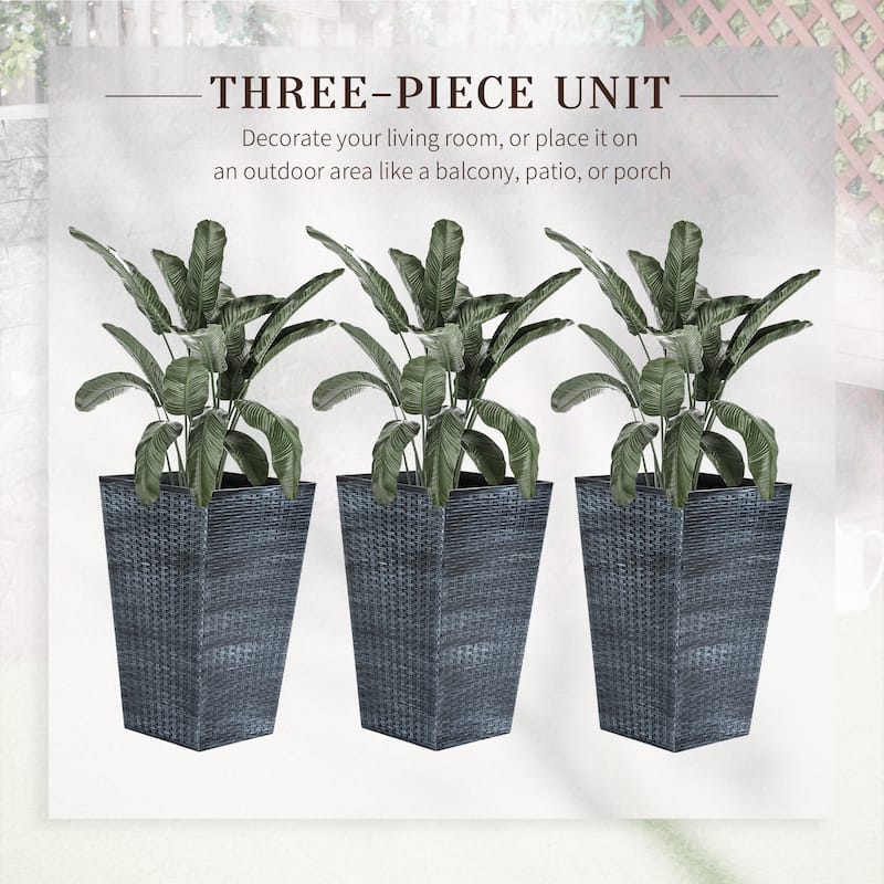Tall Planters with Drainage Hole, Outdoor Flower Pots, Indoor Planters Set of 3