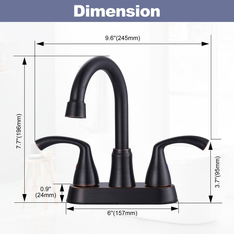 WOWOW 4 in. Centerset 2-Handles Deck Mount Bathroom Faucet