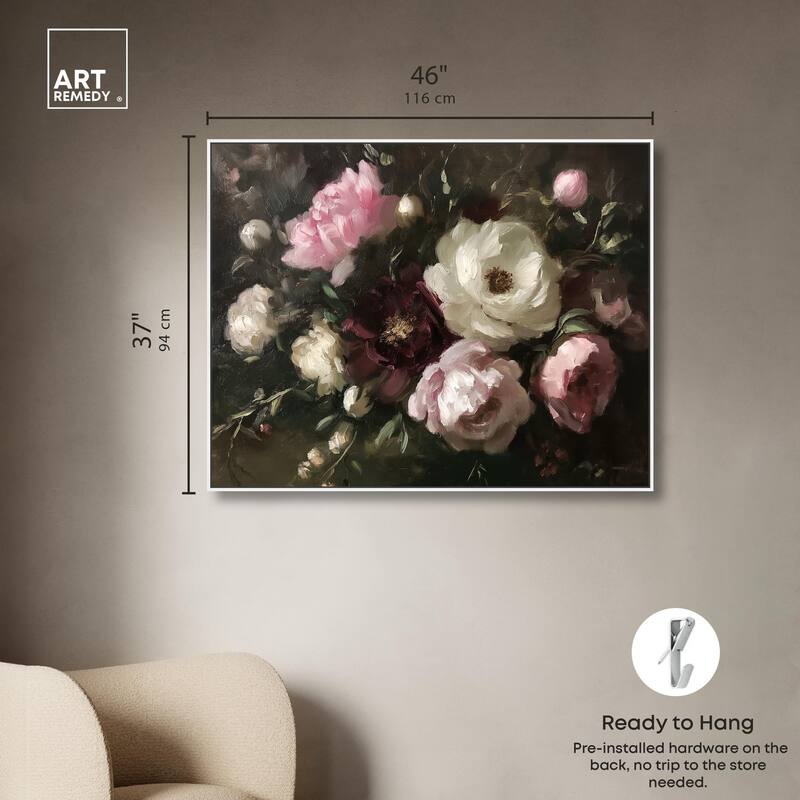 Peony Palette Nocturne Canvas by Art Remedy