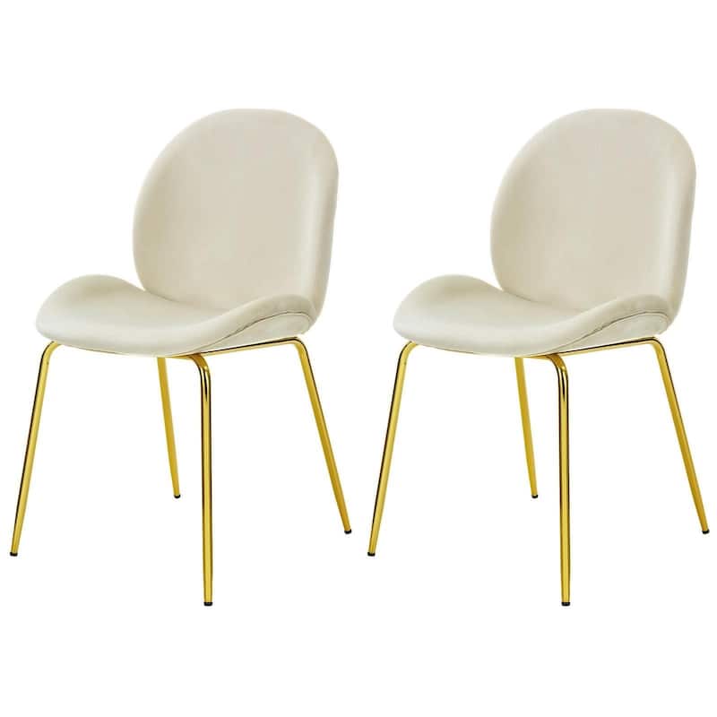 Set of 2 Velvet Accent Chairs with Gold Metal Legs - 19" x 21.5" x 34" (L x W x H)