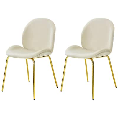 Set of 2 Velvet Accent Chairs with Gold Metal Legs - 19" x 21.5" x 34" (L x W x H)