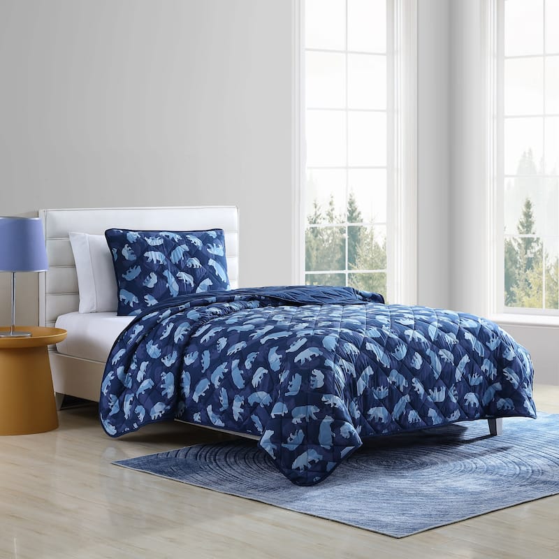 Eddie Bauer Kids Camp Camo Navy Quilt Set