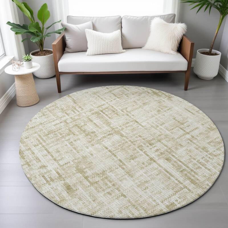 Machine Washable Indoor/Outdoor Modern Crosshatch Chantille Rug