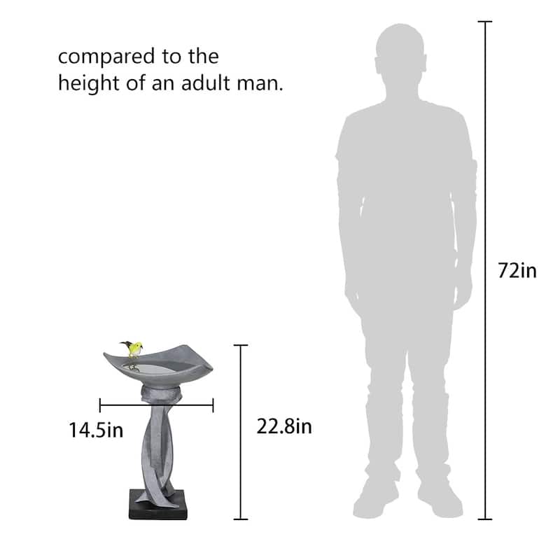 22.8" H Outdoor Concrete Bird Bath - Perfect for Adding Interest to Garden, Patio, Backyard, Porch and Deck