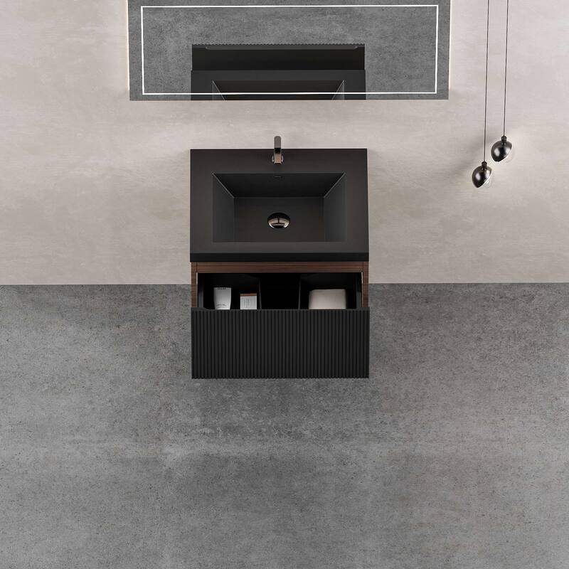 Wall Mounted Bathroom Vanity with Solid Surface Sink