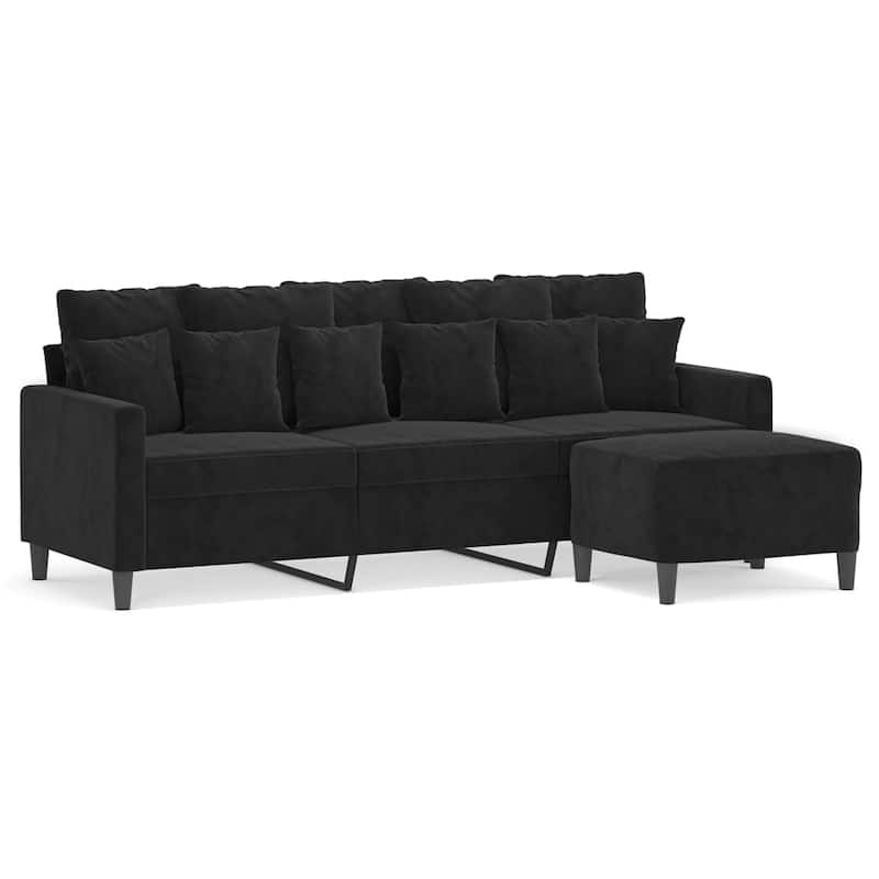 vidaXL Sofa 3-Seater Couch Sofa Armchair with Footstool for Living Room Velvet - 30.3 x 77.95 x 31.5 in