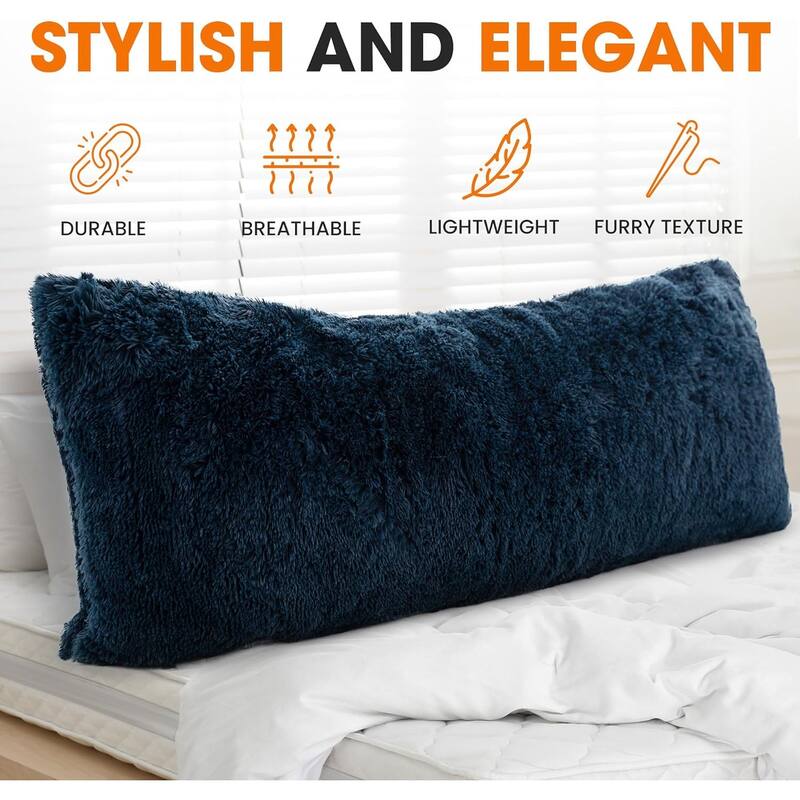 Cheer Collection 20" x 54" Long Hair Shaggy Body Pillow