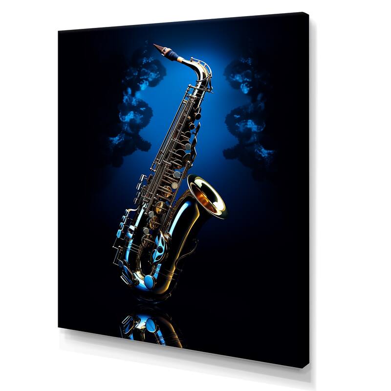 Designart "Saxophone Midnight Blue II" Music Wall Art