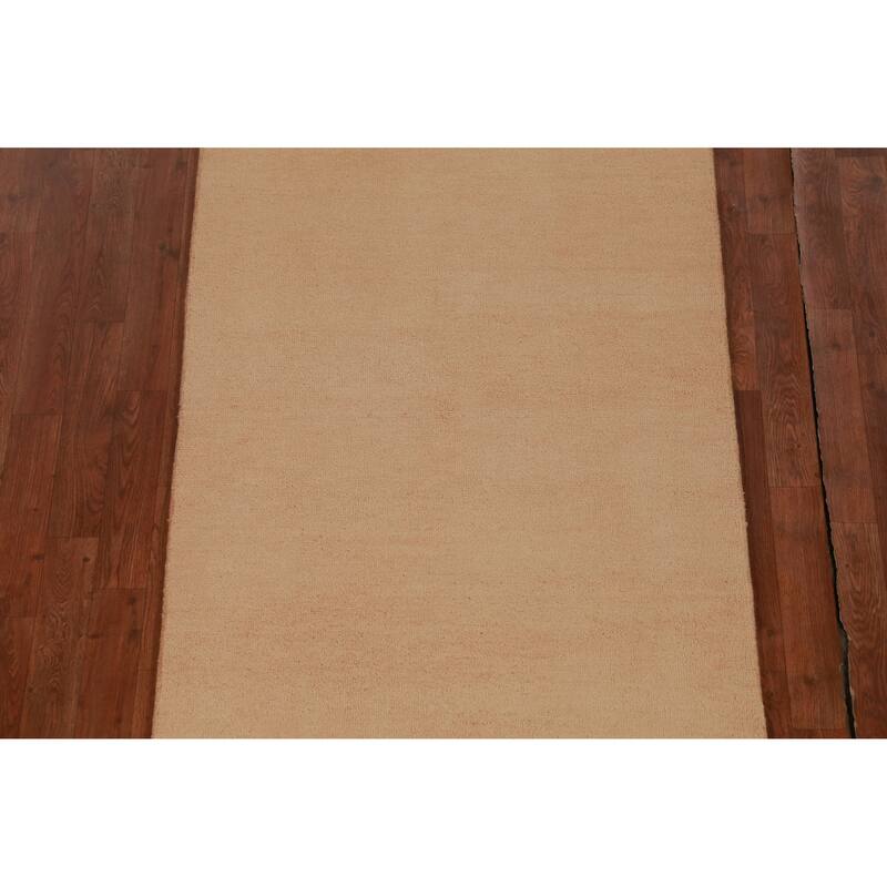 Hand Knotted Oriental 100% Wool Carpet Modern Solid Oranges & Rust Gabbeh Runner Rug - 10' 3'' X 3' 1''