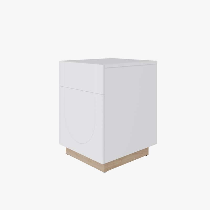 Nexera Nauraa White End Table with Drawer and Cabinet