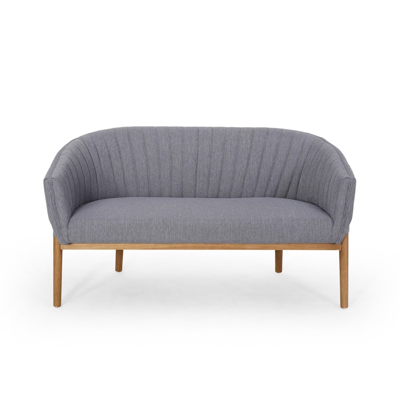Galena Mid-century Modern Glam Loveseat by Christopher Knight Home - Charcoal+Brown
