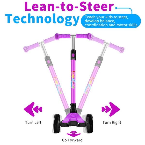 4 Adjustable Height Scooter for Kids Ages 2-8 with Light-Up