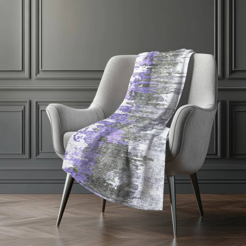 Premium Machine Washable Abstract Contemporary Sherpa Throw Blanket