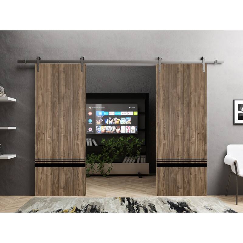 Sturdy Double Barn Door 36 x 80 with Planum 0012 Walnut with 13FT