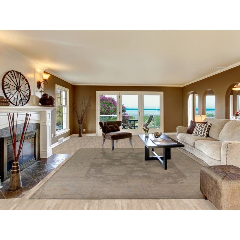 Gray Floral Oushak Turkish Area Rug Hand-knotted Oriental Wool Carpet - 9'1"x 11'10"