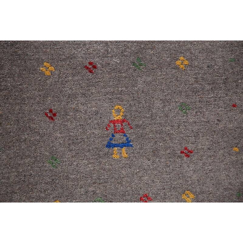 Tribal Gray Gabbeh Oriental Area Rug Handmade Wool Carpet - 7'9" x 9'10"