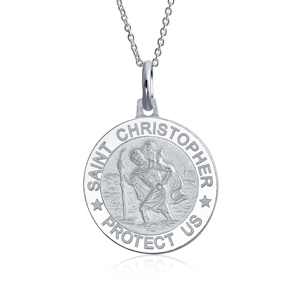 Christopher Protect Us Medal Charm Pendant .925 Sterling Silver St Christopher Protect Us Medal Charm Pendant .925 Sterling Silver St