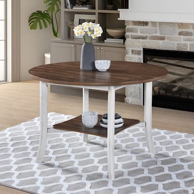 Elegant Round Dining Table With Shelf Height 30 inch Modern Farmhouse Retro Design