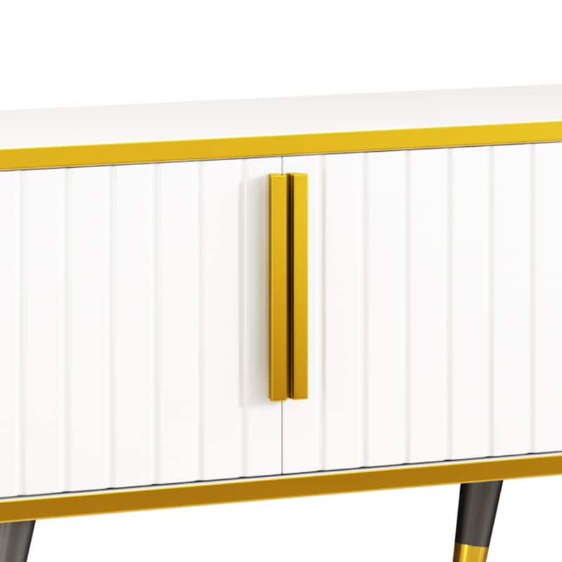 Modern Simple TV Cabinet with 2 Storage Cabinets, 2 Drawers and 4 Wooden Legs for Apartment Home Theater​​