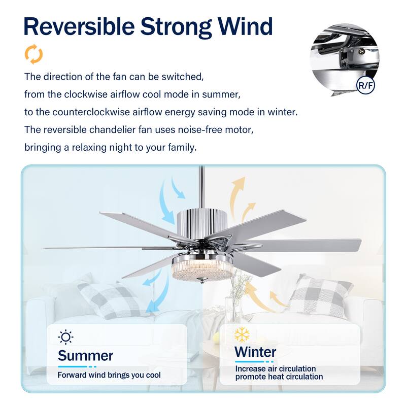 52' Ceiling Fans with Remote,Wood Ceiling Fan with Lights,LED Ceiling Fan Light with 6 Blade,3 Speed AC Motor Indoor Ceiling Fan