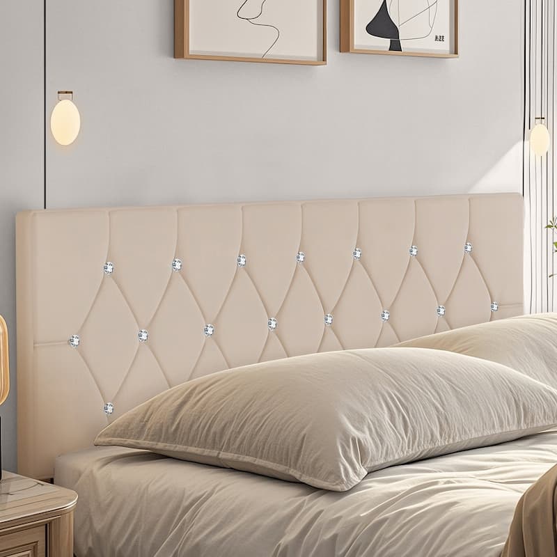 Upholstered Headboard, Diamond Tufted Adjustable Headboard from 39.8" to 49.8", Queen Headboard/ King Headboard
