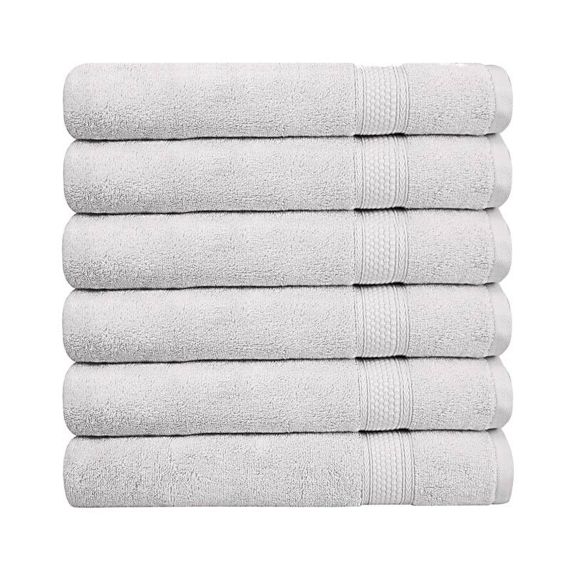 A1HC Hand Towel 6 Piece Set, 500 GSM Duet Technology 100% Ring Spun Cotton, Ultra Soft, Quick Dry, (16"x28") - Bright White