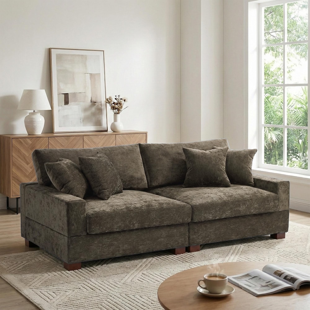 Modern Upholstered Chenille Modular Sectional Sofa with Pillow