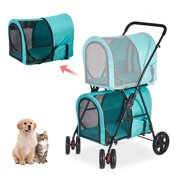 Double Layer Dog Stroller, Foldable 3 in 1 Pet Stroller for Dogs Cats  (Travel Carrier Bag or Car Seat Carrier or Stroller) Blue - Bed Bath &  Beyond - 34449368