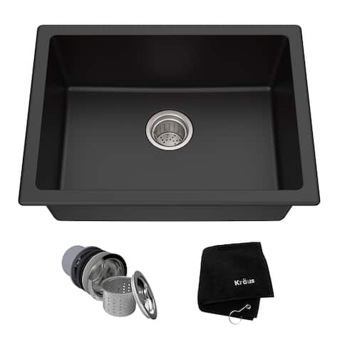 KRAUS Granite 24 inch 1-Bowl Undermount Drop-in Kitchen Sink