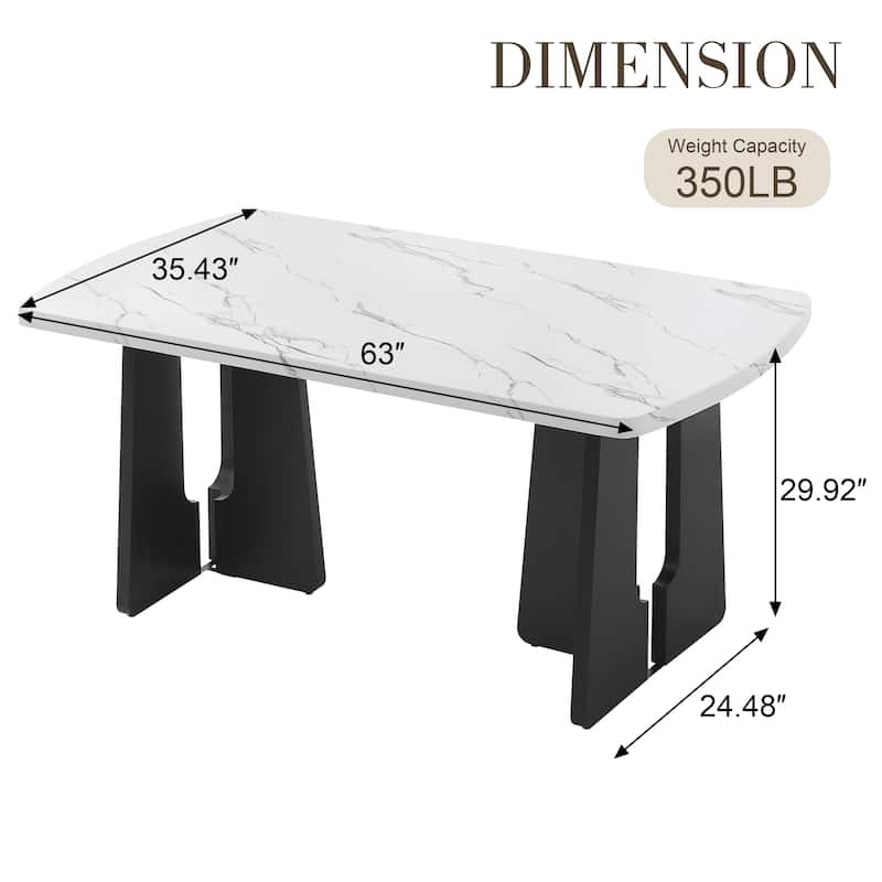 Modern Stylish Unique Color Blocking Design Faux Marble Dining Table with 3-Plate Support