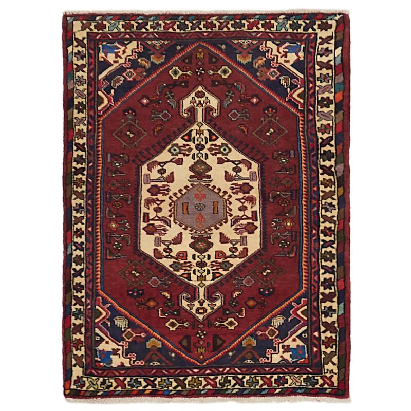 ECARPETGALLERY Hand-knotted Anadol Dark Red Wool Rug - 3'3 x 4'8