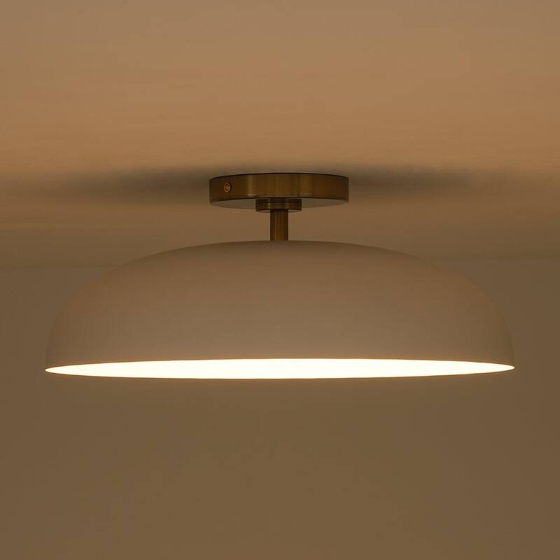 Scandinavian Iron Dome White Glass Dimmable LED Ceiling Light