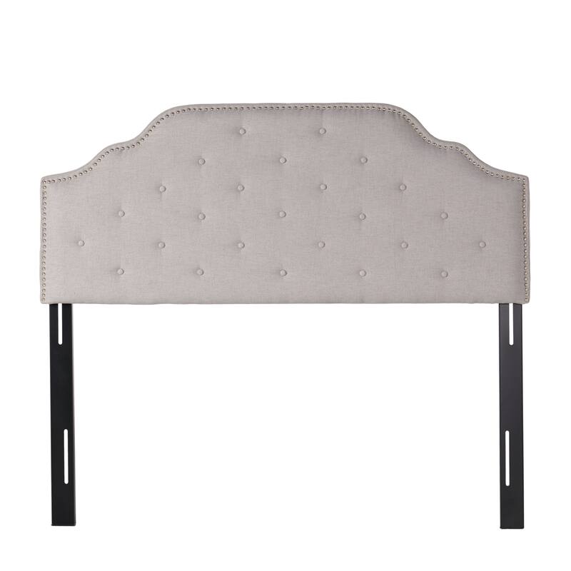 Queen Size Tufted Upholstered Headboard with Nailhead Trim, Adjustable Height, Modern Button Design