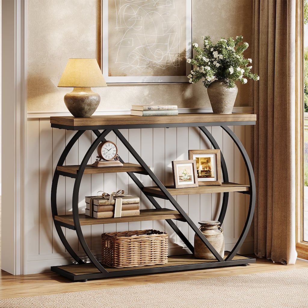 41.3" Console Table, 5-Tier Entryway Table with Storage Shelves, Hallway Console for Living Room, Foyer