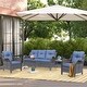 preview thumbnail 1 of 50, 4 Piece Outdoor High Back Wicker Patio Conversation Furniture Sets Denim Blue-Gray Rattan