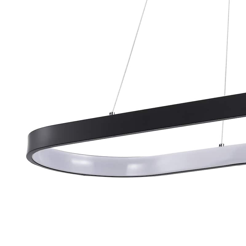 Brice 38.75" Modern Bohemian Iron Linear Integrated LED Pendant, Black by JONATHAN Y - 1 Light