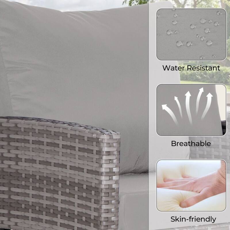 6-Piece Wicker Patio Conversation Set with Swivel Chairs