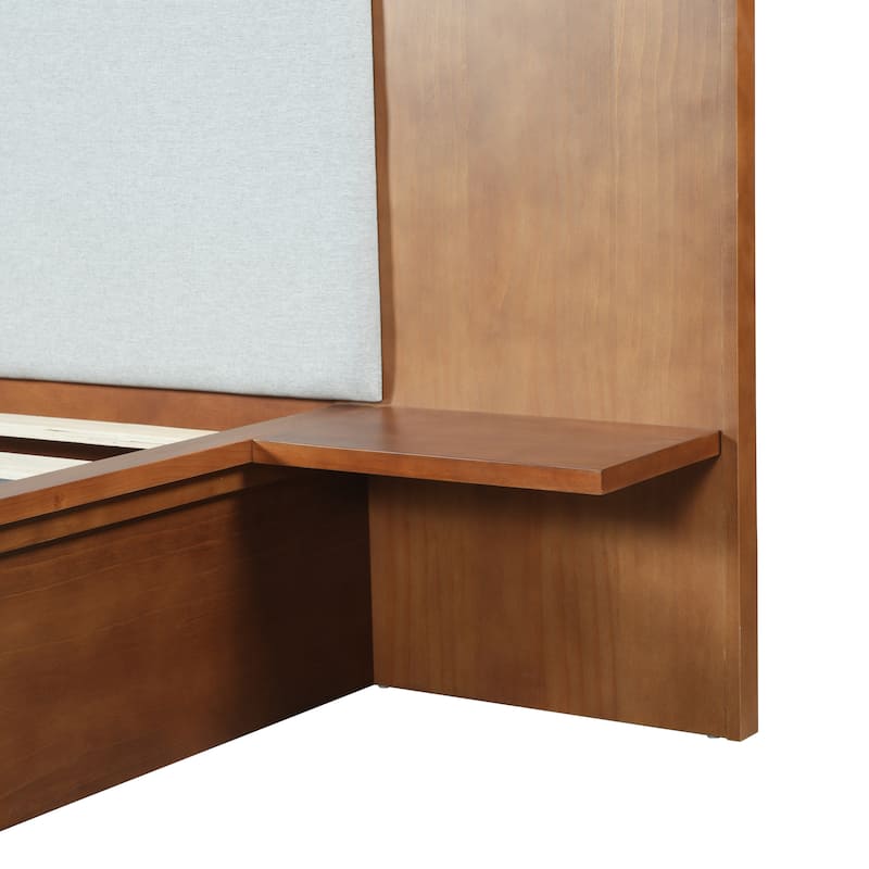 Christopher Knight Home - Avery Platform Bed Frame with Upholstered Headboard & Built-In Side Shelves, No Box Spring Needed