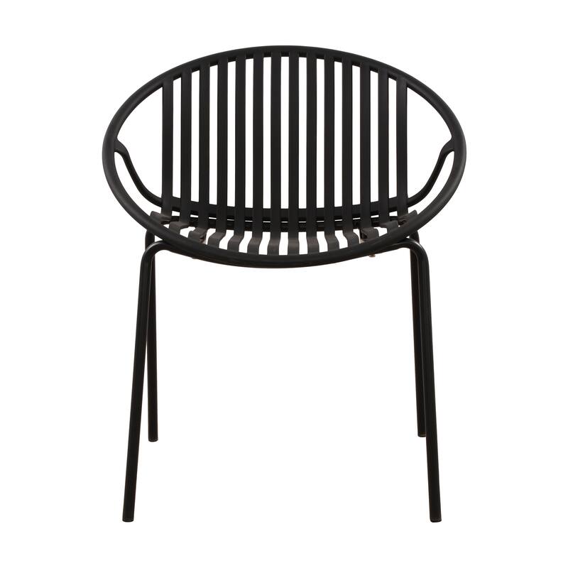 Roomfitters Modern Stackable Outdoor Dining Chairs with Metal Legs, Breathable Plastic Patio Side Chair, Set of 2