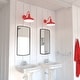 preview thumbnail 7 of 7, VAXCEL Dorado 1-Light Red and White Dusk to Dawn Sensor Farmhouse Outdoor Wall Sconce, Gooseneck Steel Shade, Dark Sky Compliant