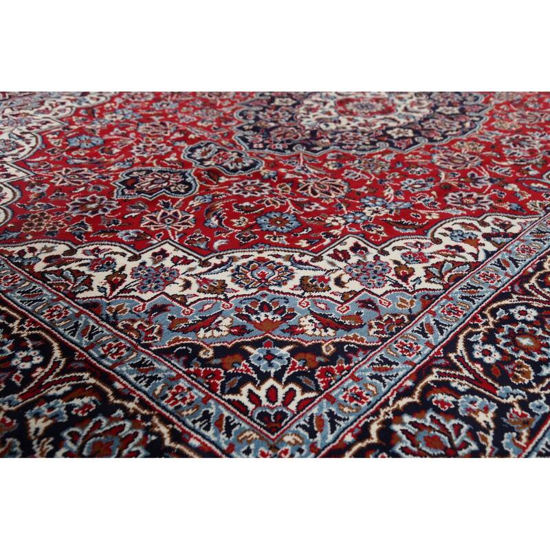 Traditional Mashad Turkish Area Rug Floral Red Machine Made Carpet - 6'3" x 9'6"
