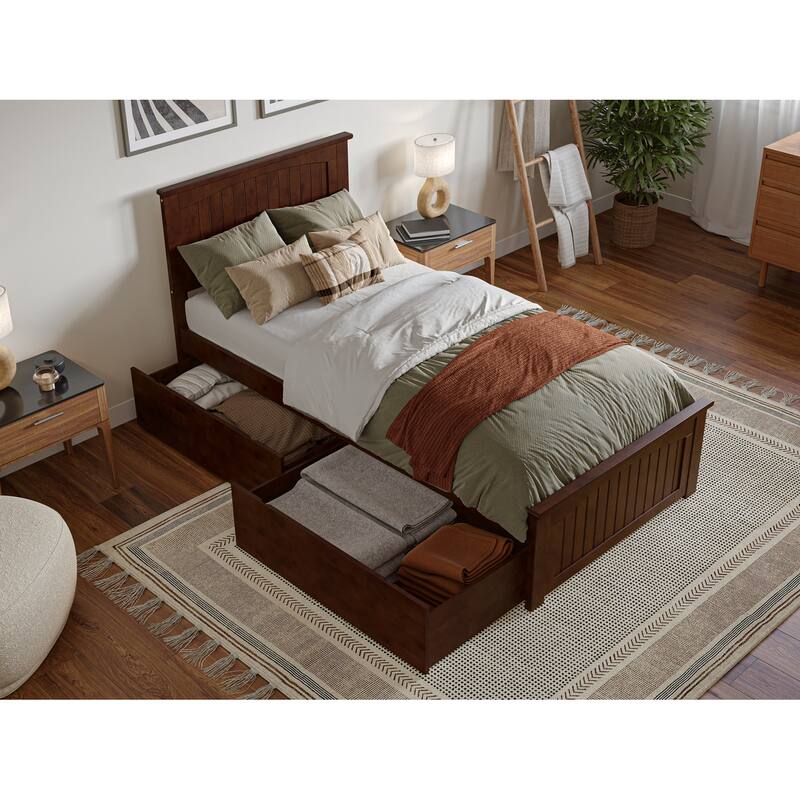 AFI Nantucket Platform Bed with Matching Footboard & Storage Drawers