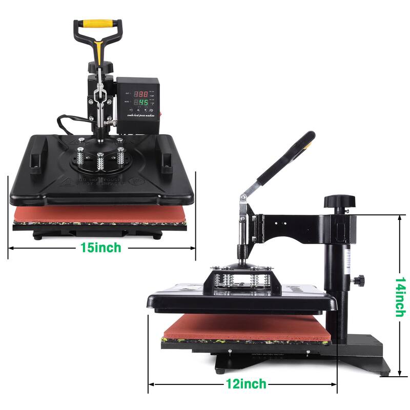 8 in 1 Heat Press Machine 12x15 inch Digital T Shirt Pressing Machine 360-Degree Swing Away