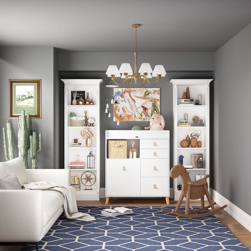 Versatile Nursery Changing Station with Ample Storage - White Dresser